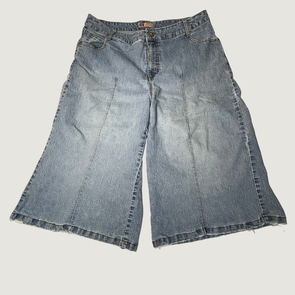 Light Wash Wide Leg Denim Culottes Women's 18W